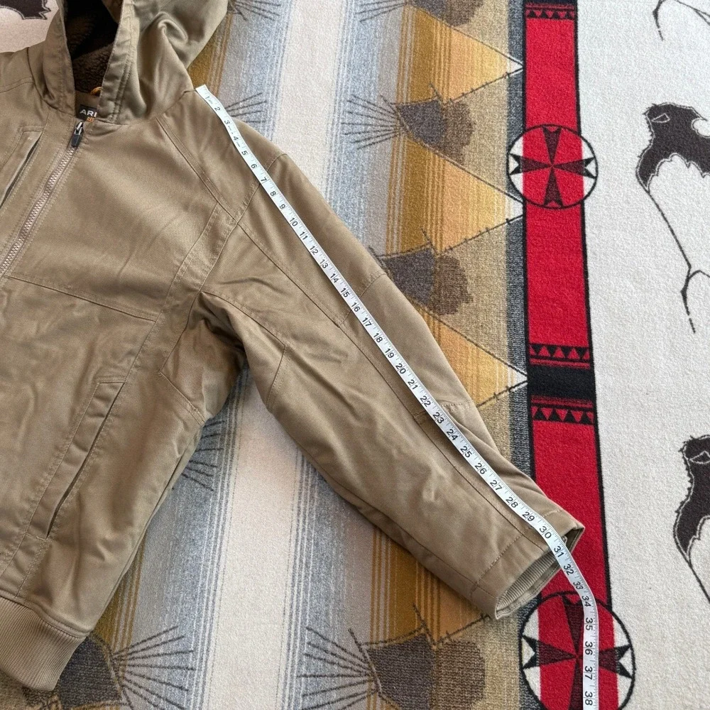 Ariat Rebar DuraCanvas Sherpa Lined Hooded Jacket Mens XXL Brown Workwear